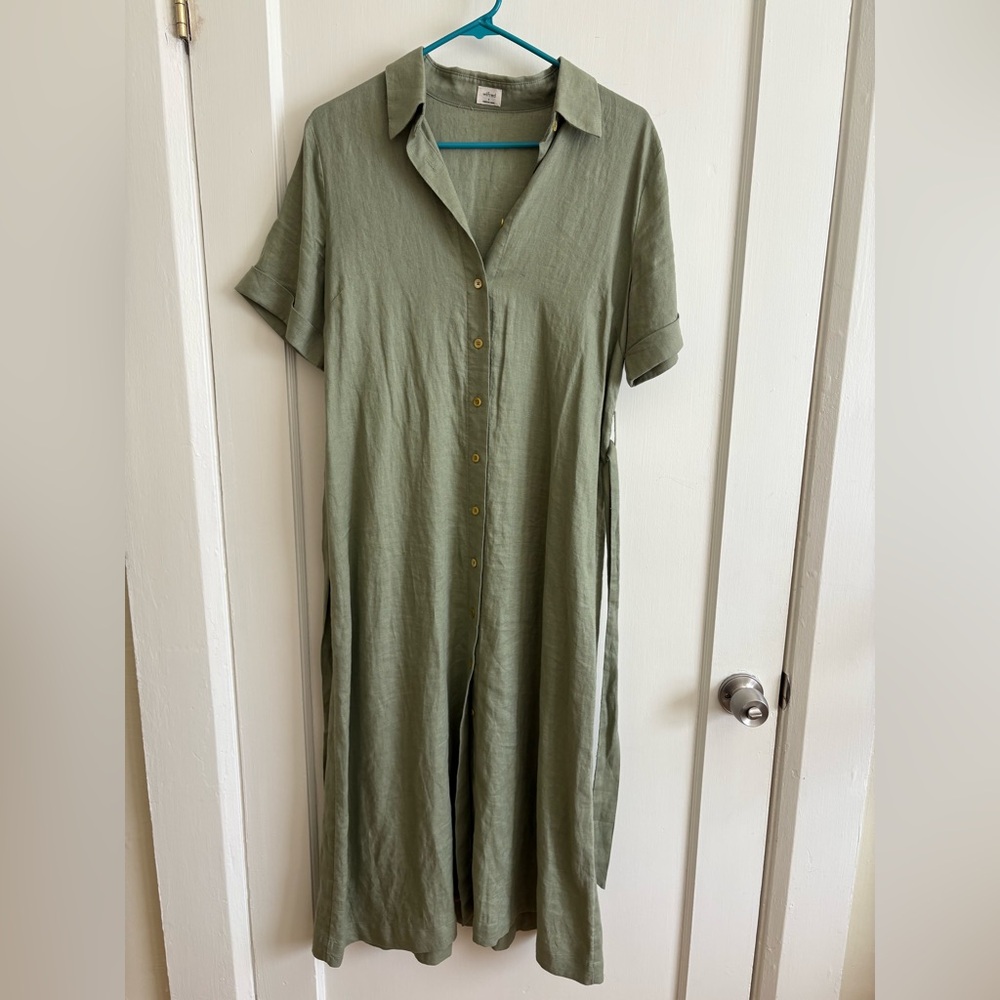 Aritzia Wilfred Eleta linen dress sage green size S